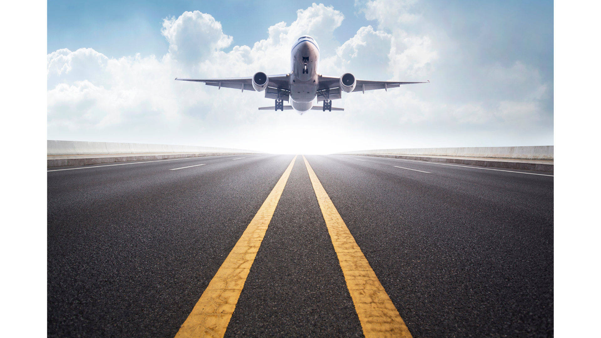 Aircraft company airplane above runway